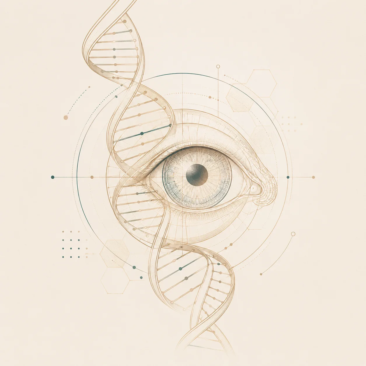 Ilustra&ccedil;&atilde;o sobre gen&eacute;tica ocular